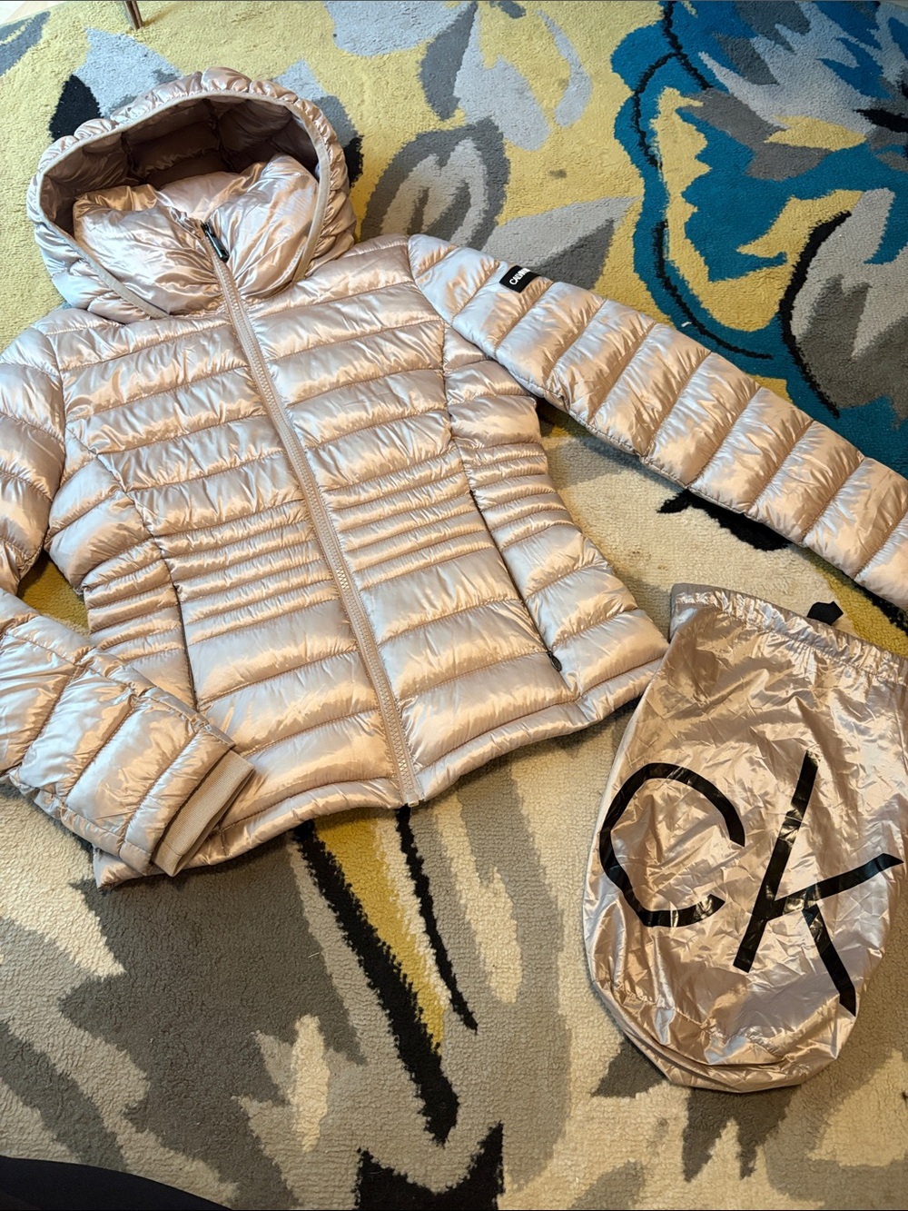 Calvin Klein Women's Pale Pink Quilted Packable Puffer Jacket